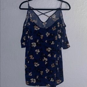 NWOT Kaileigh Navy, Cream, Tan with Black Accents Floral Top